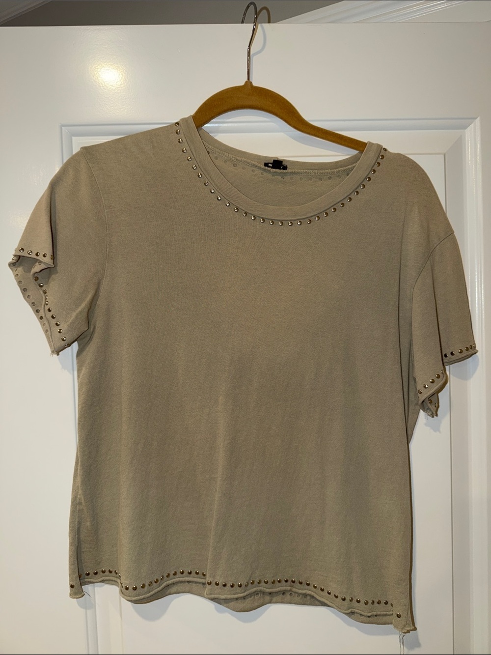 Monrow Stud-Trim Short Sleeve Top